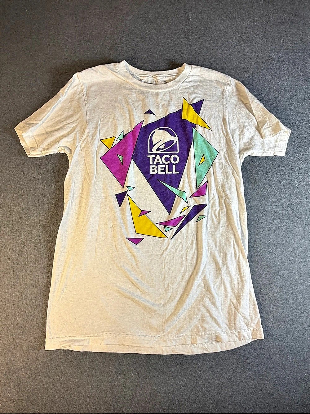 Taco Bell White Geometric Graphic T-Shirt Tee Size Small